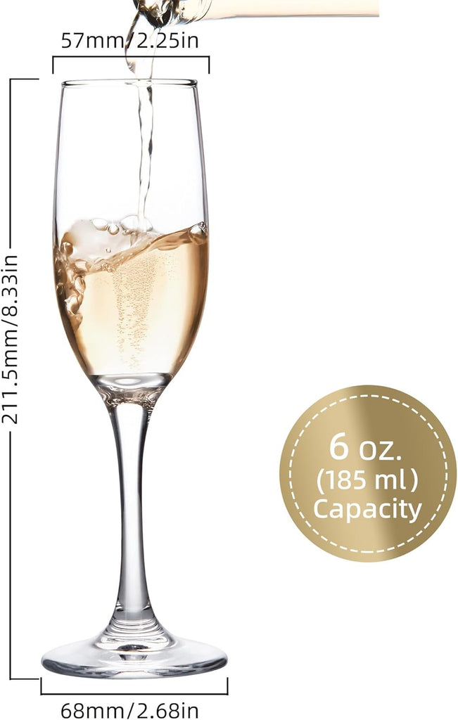 Champagne Glasses, Set of 12 Champagne Flutes with Classic Shape, Long stem Sparkling Wine glasses , Wine Toasting