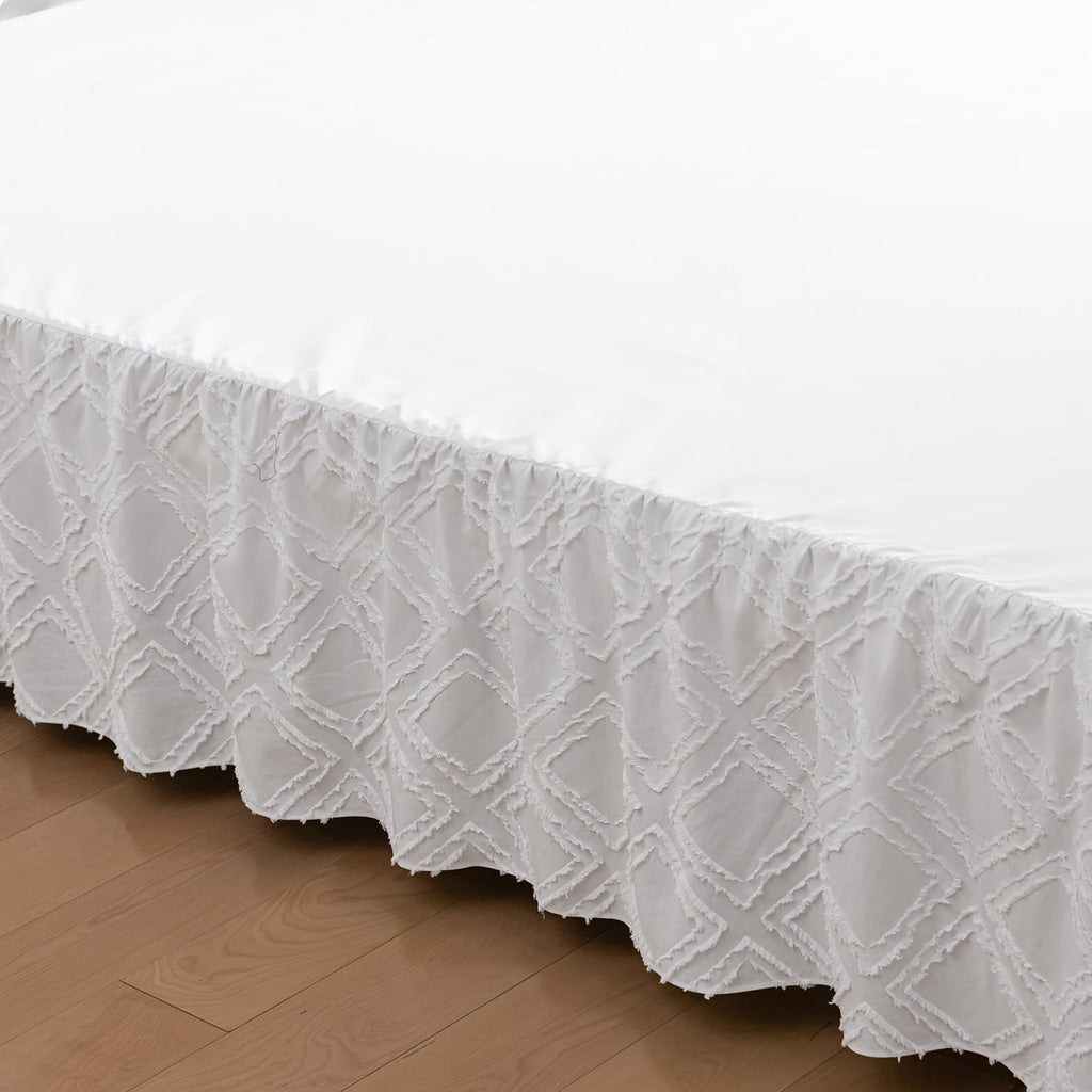 Tufted Bed Skirt King Size - Ruffled Bed Skirts with Split Corners