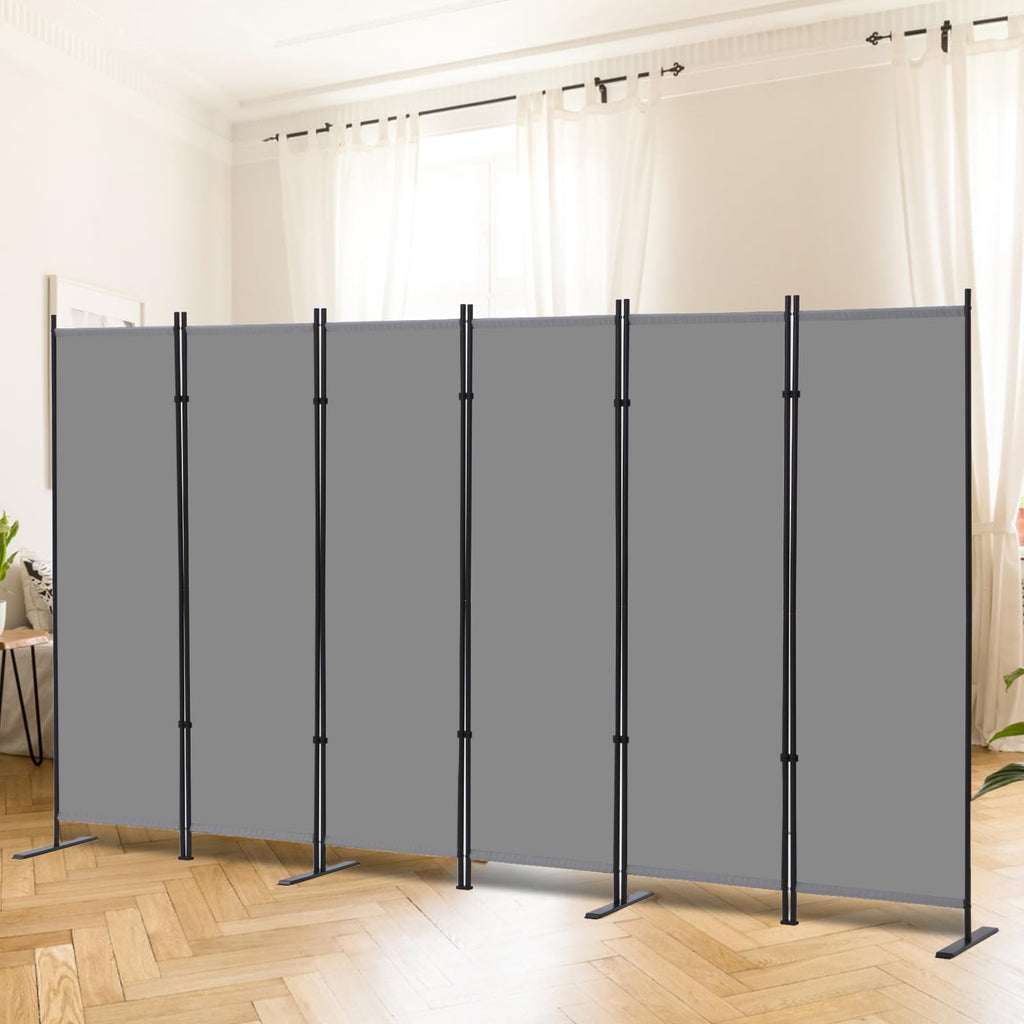 6 Panel Room Divider, 6 FT Folding Privacy Screen with Wide Feet, Freestanding Partition for Room Separation