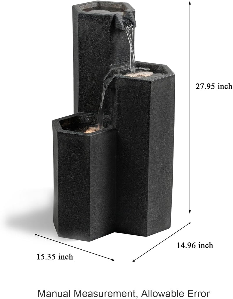 27.95“” H 3-Tiers Cascading Outdoor Water Fountain Made with Eco-Friendly Recyclable Materials, Polyethylene
