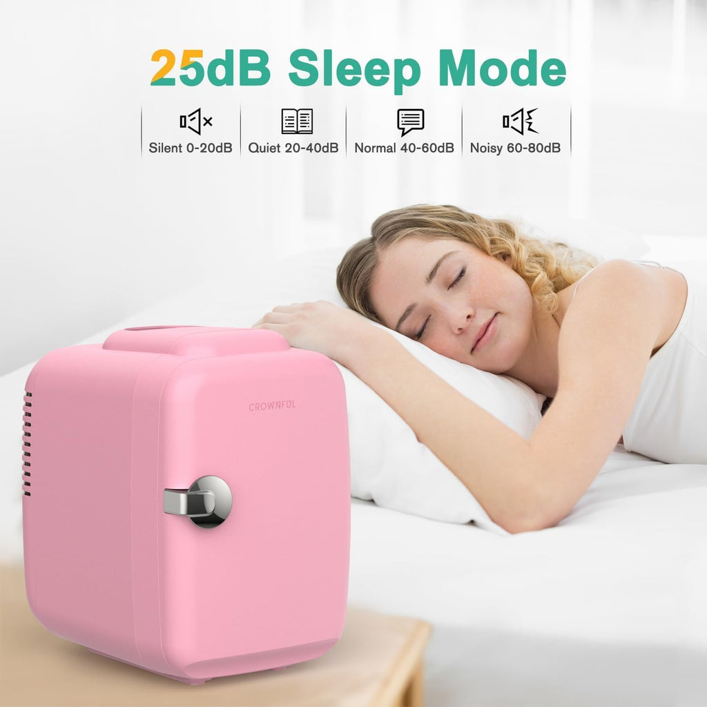 Mini Fridge, 4 Liter/6 Can Portable Cooler and Warmer Personal Refrigerator for Skin Care, Cosmetics, Beverage