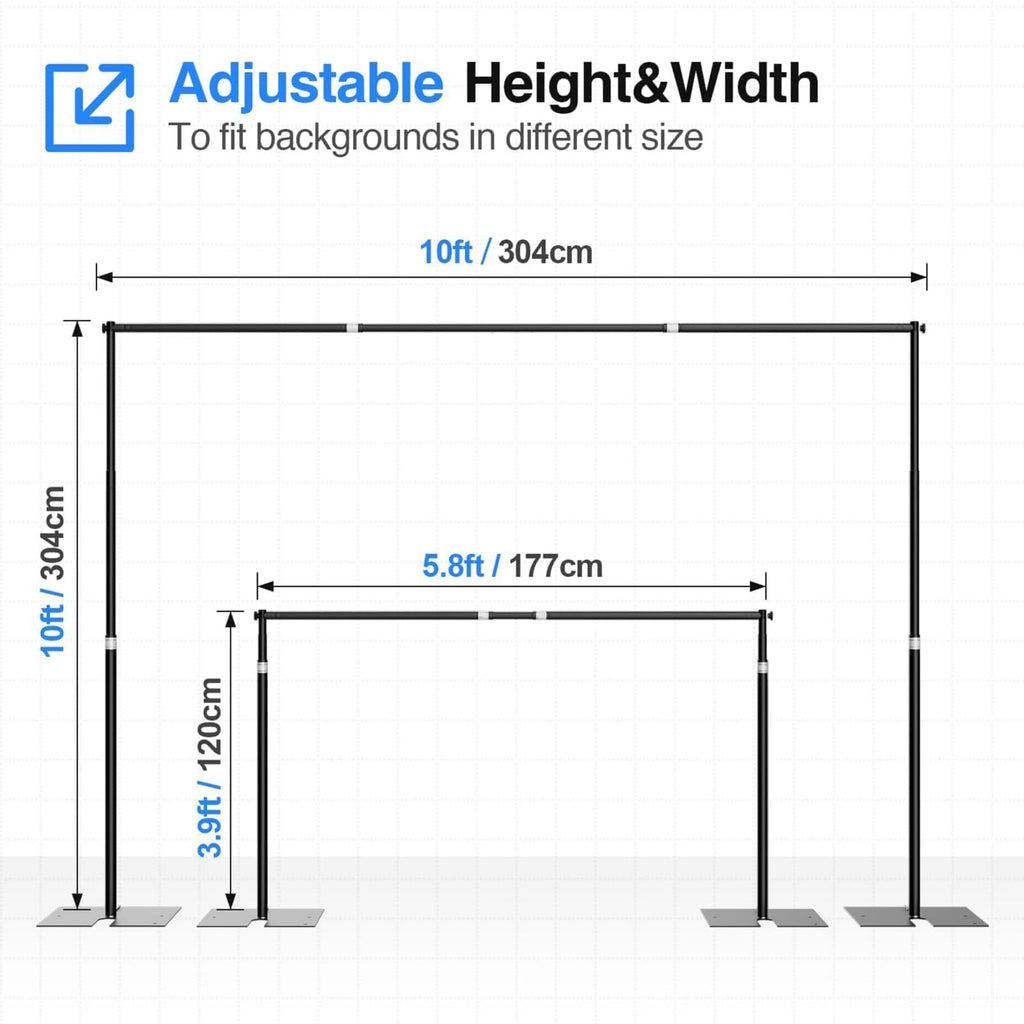 10x10ft Heavy Duty Backdrop Stand, Pipe and Drape with Flat Base