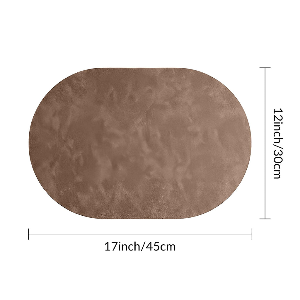 Faux Leather Wipeable Dual Sided Oval Placemats,Set of 4