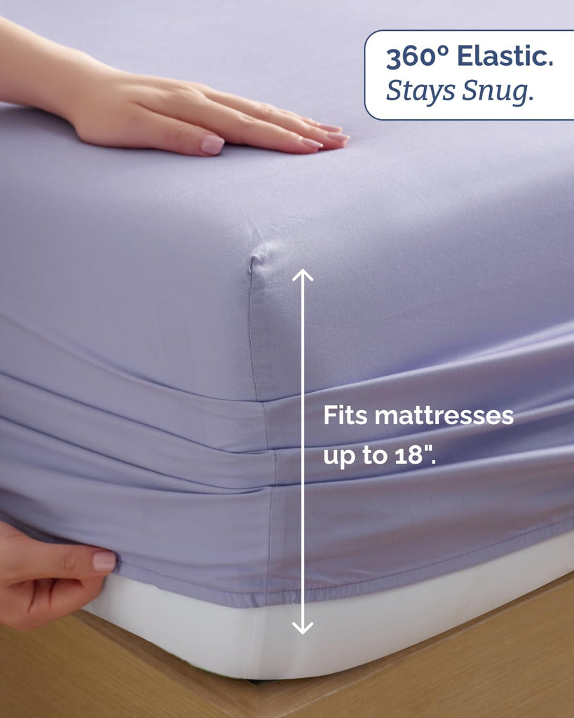 100% Rayon Derived from Bamboo - Bed Sheets Set King Size - Lavender