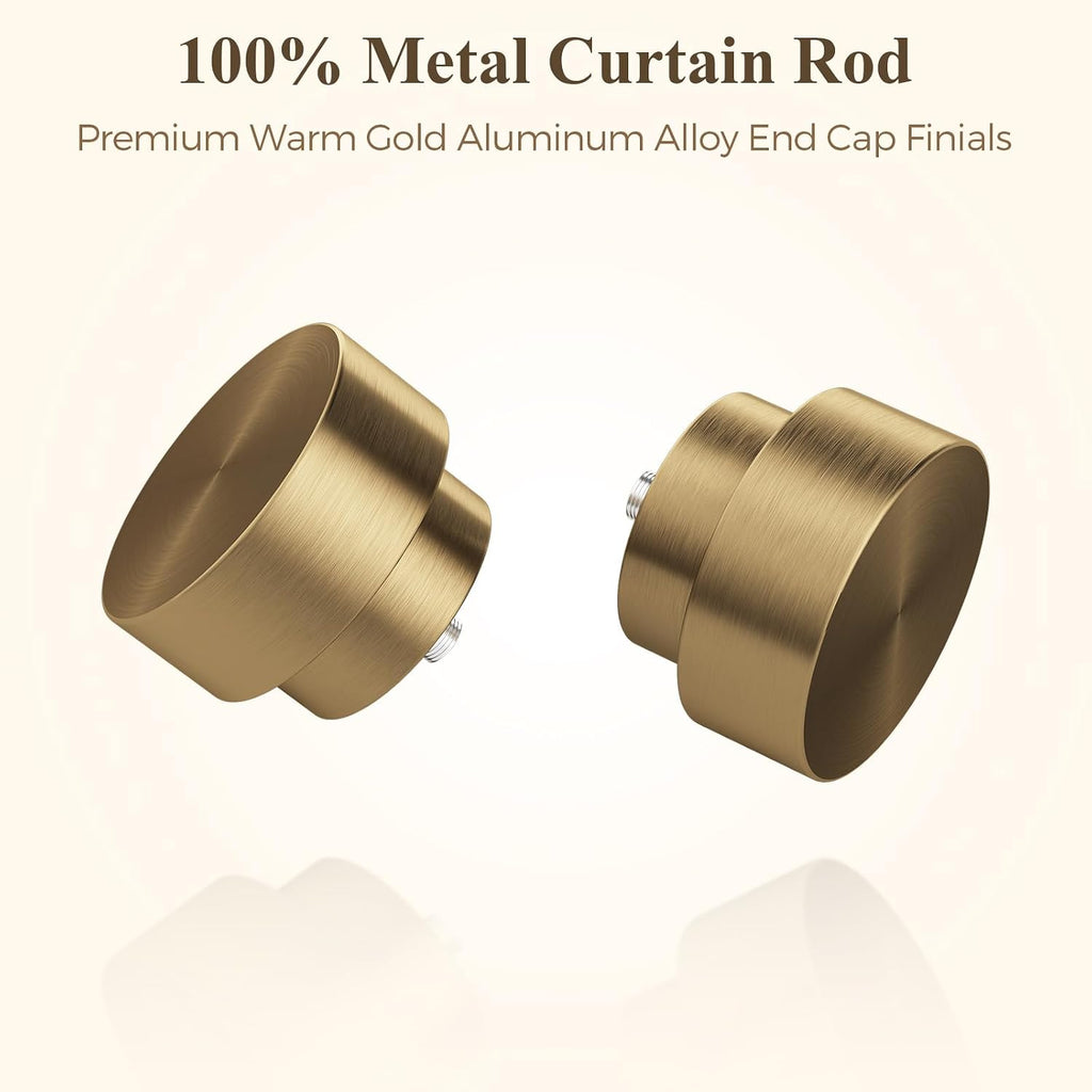 Brass Gold Curtain Rod 36 to 144 Inch, Brushed Warm Gold 1" Adjustable Long Heavy Duty Curtain Rods for Windows