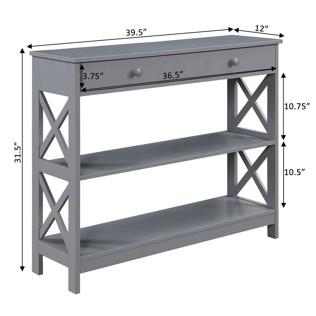 Oxford 1-Drawer Console Table 39.5" - Farmhouse Sofa Display with Storage Shelf For Living, Family, & Dining Room