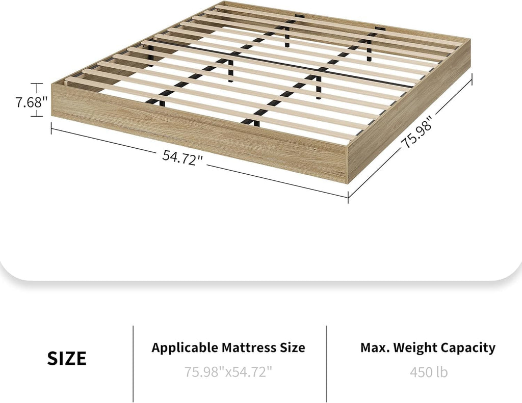 Bed Frame Solid Wood Platform, Low Profile Floor-Standing Japanese Style Bed, No Box Spring Needed, Easy Assembly 10