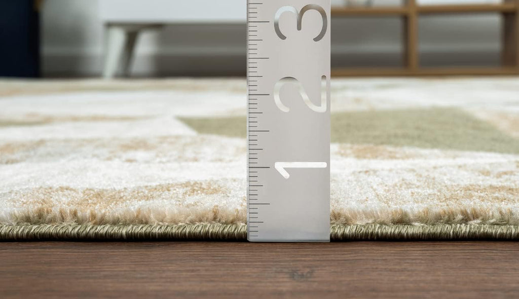4x6 Savoy Collection Area Rug - Green and Cream Geometric Design - 4'x6' - Easy to Clean - Durable for Kids and Pets