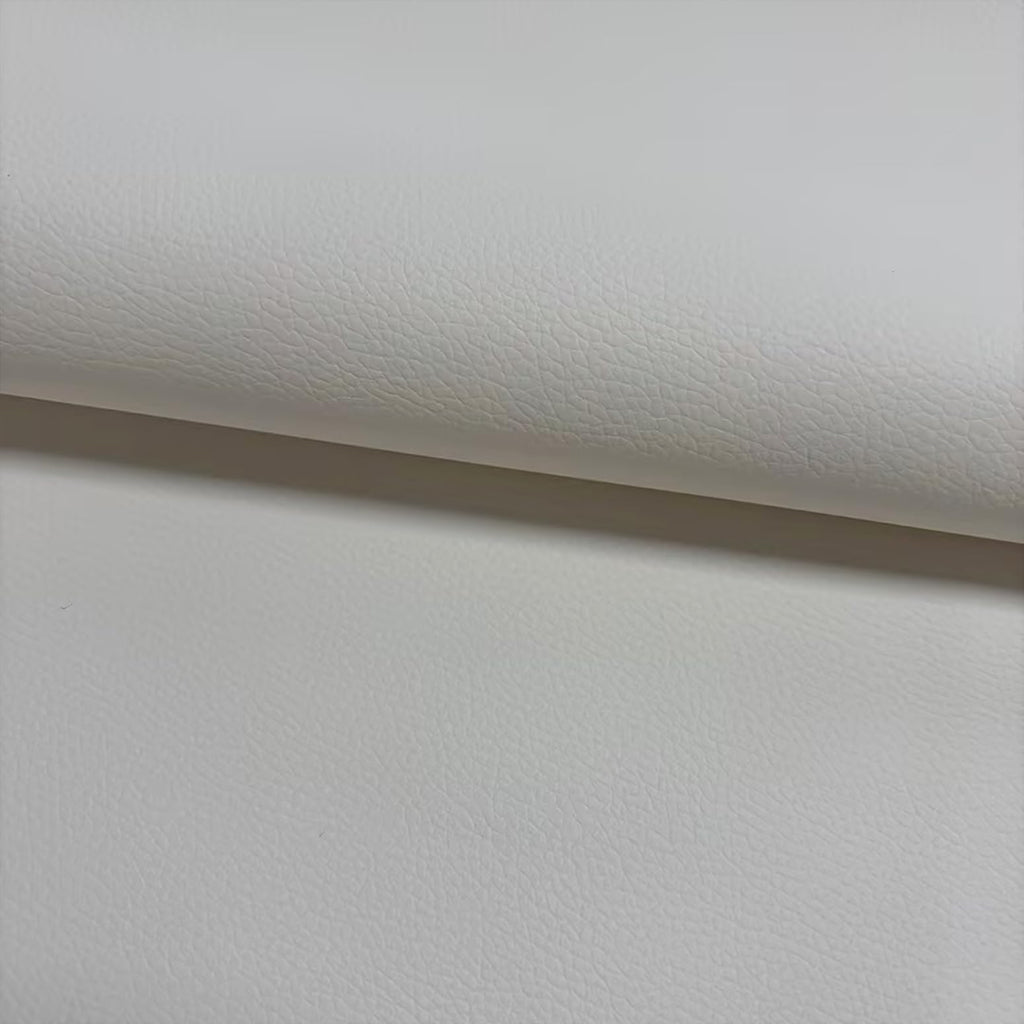 White Faux Leather Fabric 118"×55" Lychee Grain Upholstery Vinyl