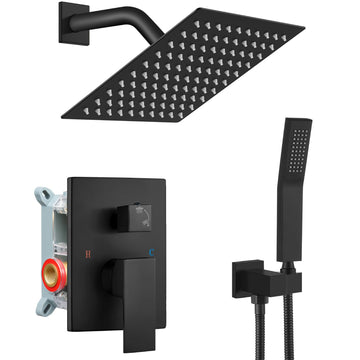 Shower Faucet Set with Handheld Spray Matte Black,8'' Head