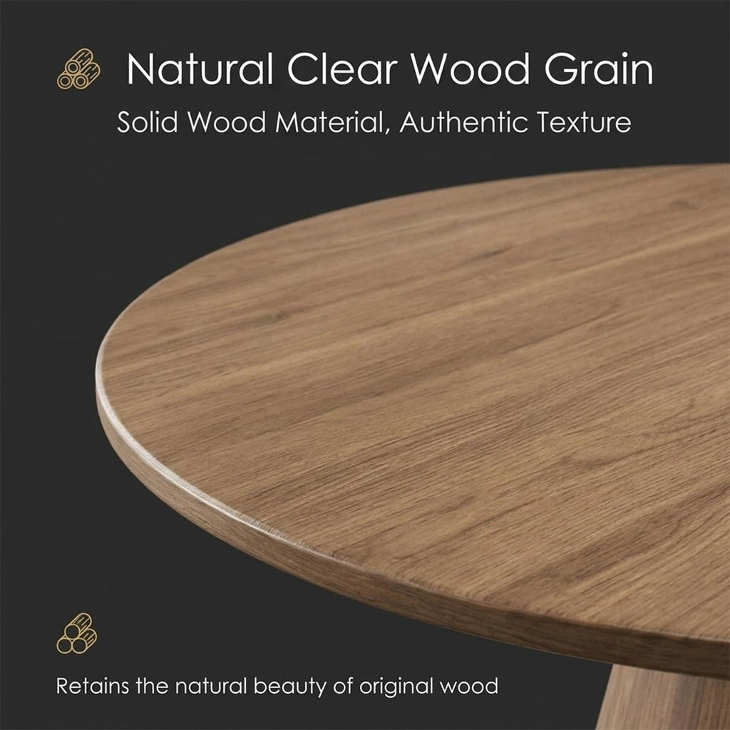 Round Solid Wood Luxury Coffee Table, Wabi-Sabi Minimalist