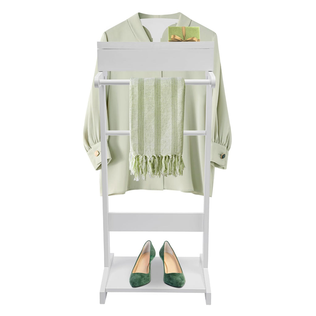 Suit Valet Stands with Drawer & Trouser Holder - Freestanding Wood Suit Rack for Clothes, Hats, Bags | MDF & Solid