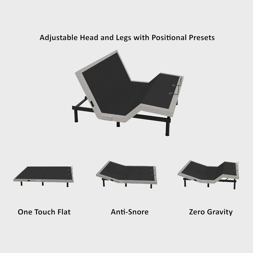 California King Adjustable Bed Base | Dual Massage | USB Ports | Zero Gravity | Anti-Snore | Memory Positions | Under