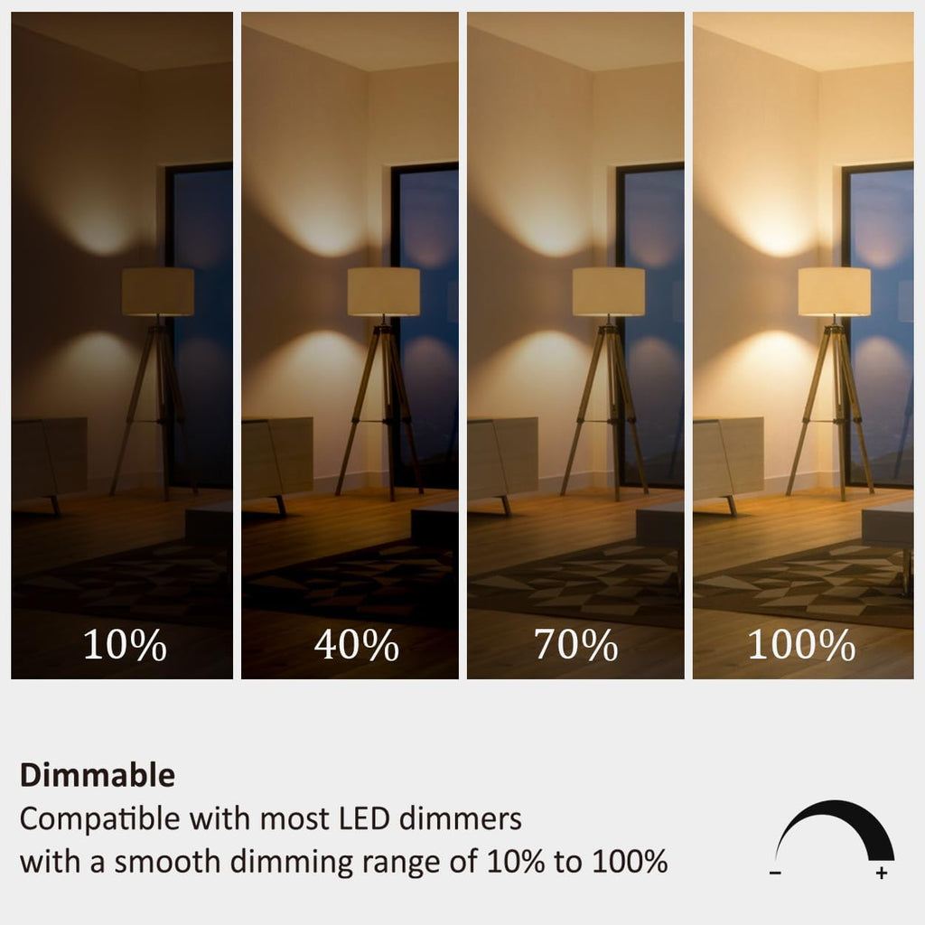 A19 LED Light Bulbs 60 Watt Equivalent, 90 CRI, Dimmable, Warm White 3000K, 760 Lumens, E26 Base, 120V, 8W LED Bulbs