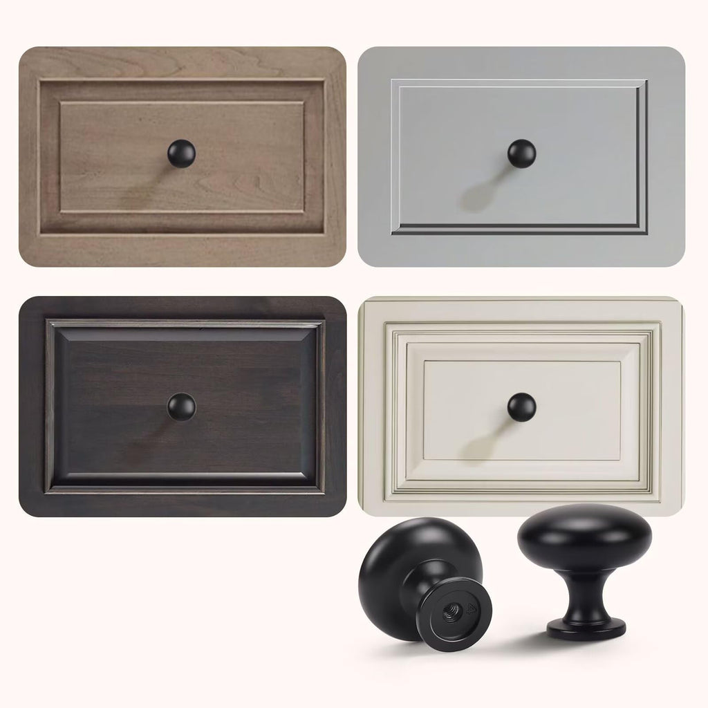 20 Pack Black Kitchen Cabinet Knobs, 1-3/16 Inch(29.5mm) Matte Black Drawer Knobs,Solid Round Dresser Knobs,Black