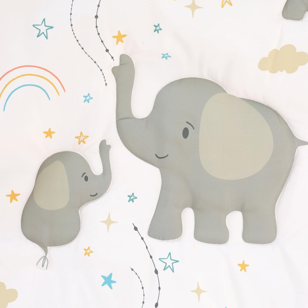 3 Piece Elephant Whimsy Baby Crib Bedding Set Boy or Girl, Nursery Decor Boy Crib Comforter Set, Classic Neutral