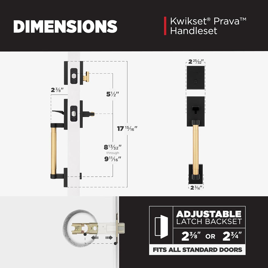Prava Front Door Lock Handle and Deadbolt Set, Entry Handleset Exterior with Interior Reversible Lever - Door Handleset