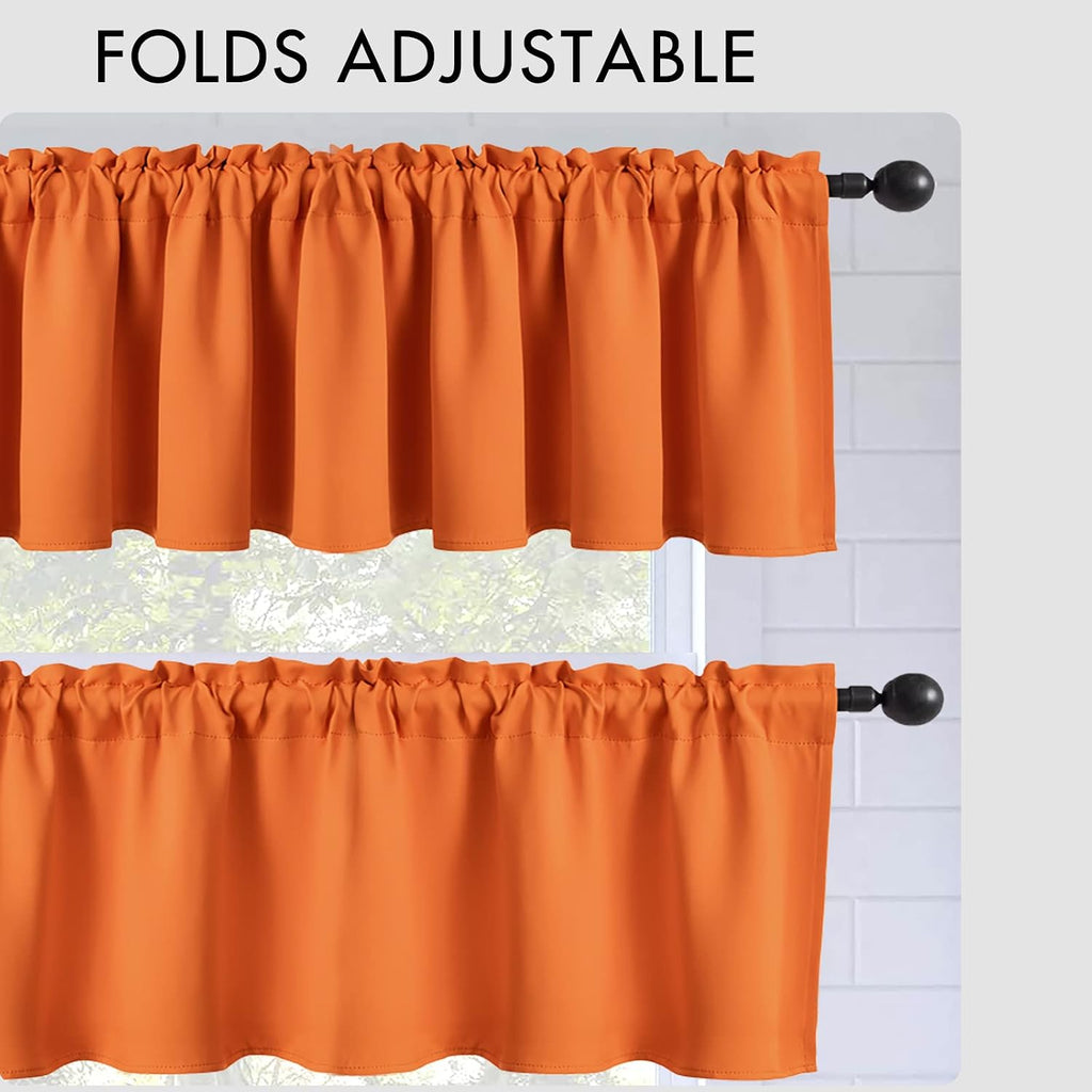 Fall Window Valance for Bedroom Living Room Kitchen Bathroom Energy Efficient Rod Pocket Curtain Valance 18 Inch