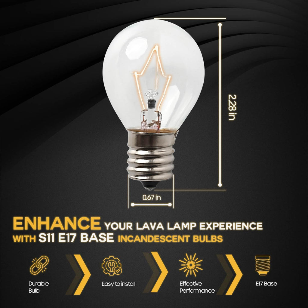 Lava Lamp Bulbs 40 Watt, S11 E17 Intermediate Base Replacement - Lava Lamp Replacement Bulb, Suitable