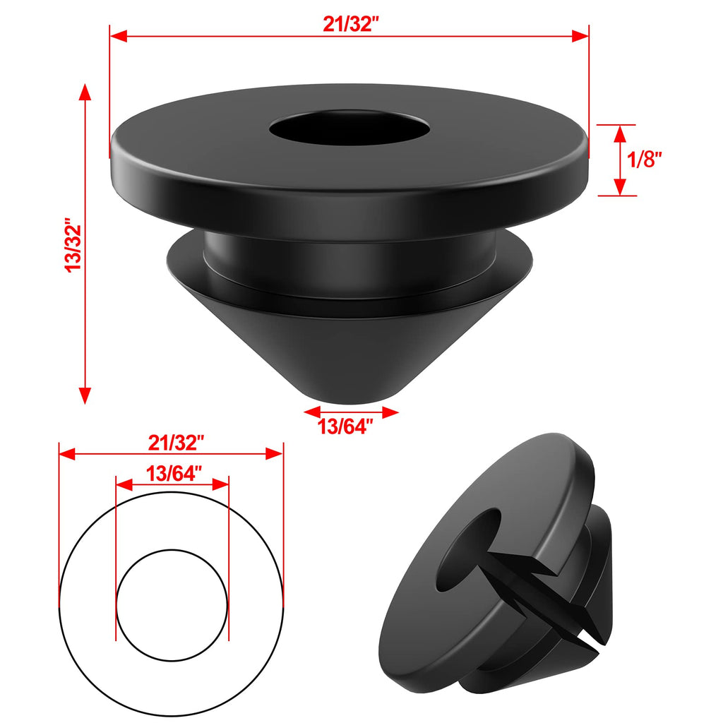 300 Pack Cable Railing Rubber Grommets for 1/8" 5/32" 3/16" Cables for Metal Cable Railing Posts, 1/8" Cable Railing