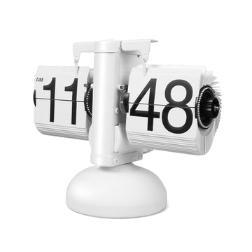 Retro White Flip Desk Clock, Vintage Metal Table Flip Clock