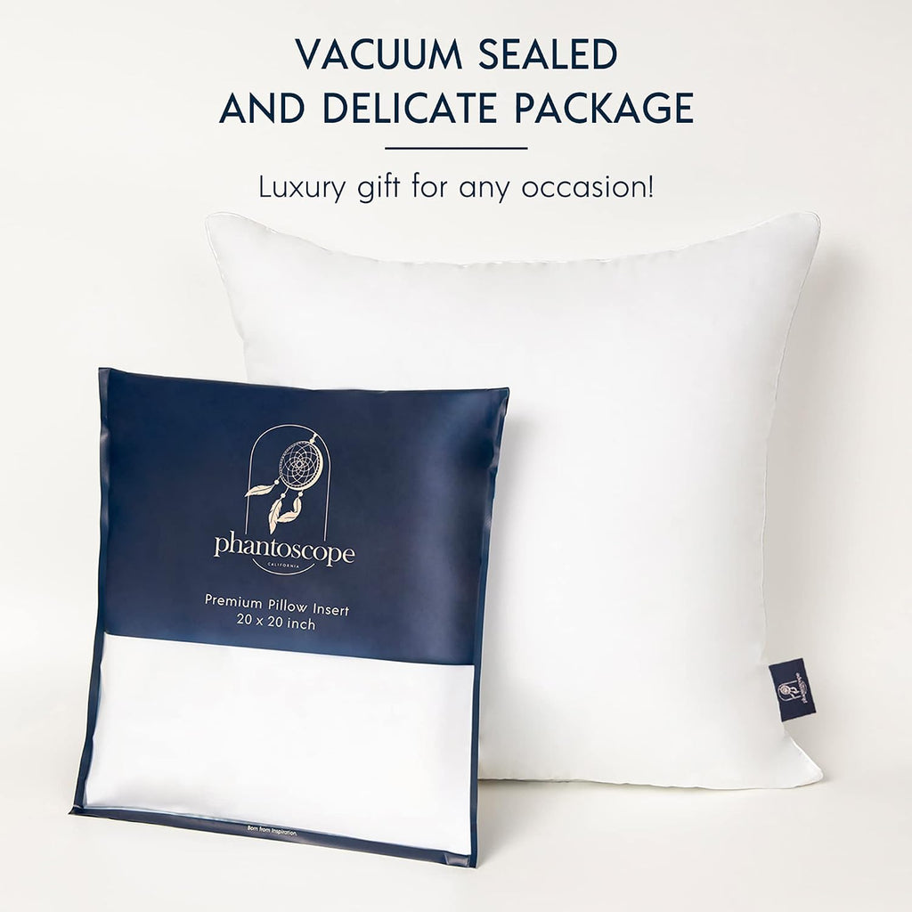 Throw Pillow Insert with 100% Cotton Cover, 20x20 Inch, 1 Pack