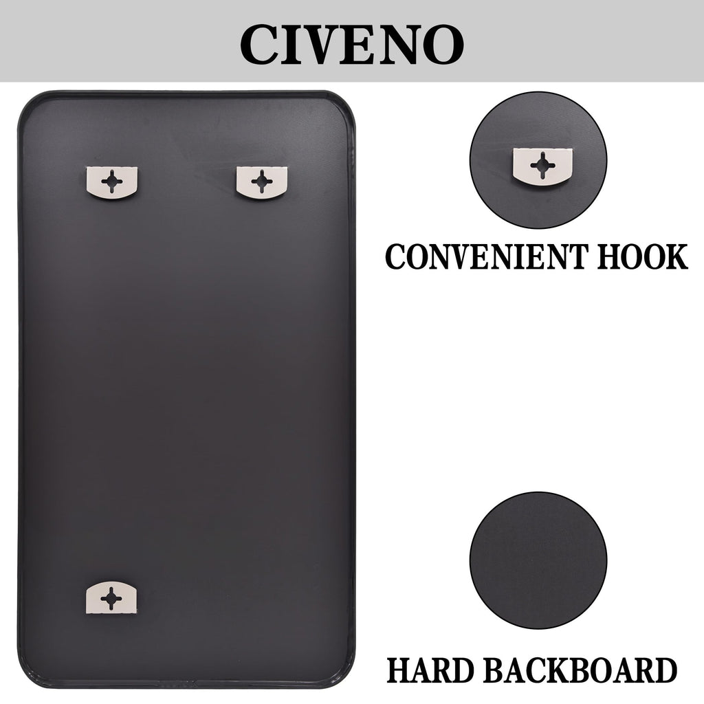Large Bathroom Mirror 72x36 inch, Black Rectangle Mirrors with Metal Frame, Rounded Corner Rectangular Mirror