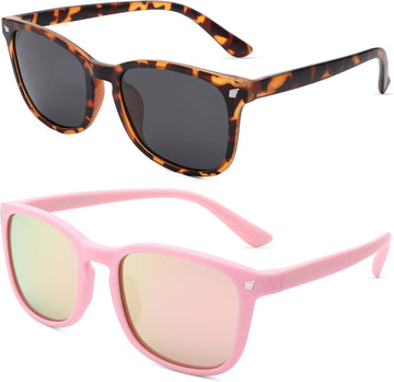 Polarized Kids Sunglasses UV 400 Protection for Girls Boys Classic Retro Style Toddler Shades