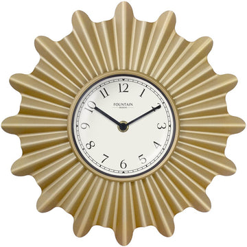 18 Inch Mid Century Modern Starburst Wall Clock, Gold