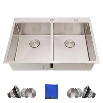 33x22 Drop Sink Double Bowl, Kitchen Sink 33x22