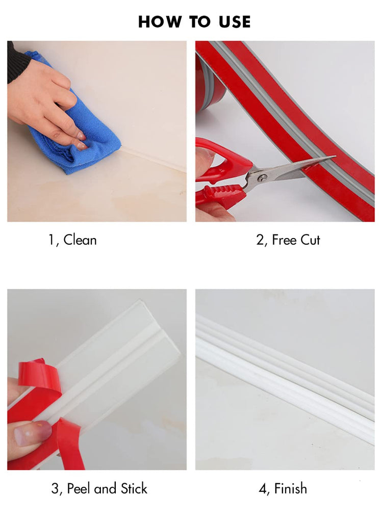 Inside & Outside Corner Trim, Peel and Stick Wall Molding Trim 3D DIY Decorative Lines for Wall Floor Window Door
