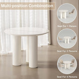 39" Round Dining Table for 4 Cream White Kichen Table with 3 Legs Modern Round Table 4 Seats Dining Room Table for