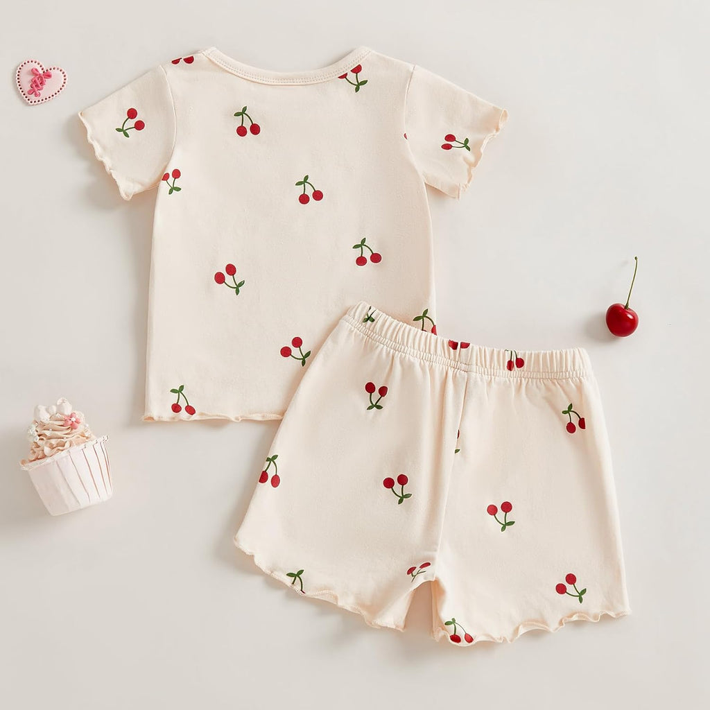 Toddler Baby Girl Clothes Ribbed Lettuce Shirts Shorts Set