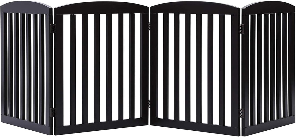 Wooden Freestanding Foldable Pet Gate for Dogs, 24 Inch H, 4 Panels