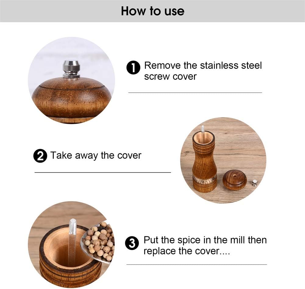 Wood Salt and Pepper Grinder Set Classic Manual Pepper Mills - Set of 2