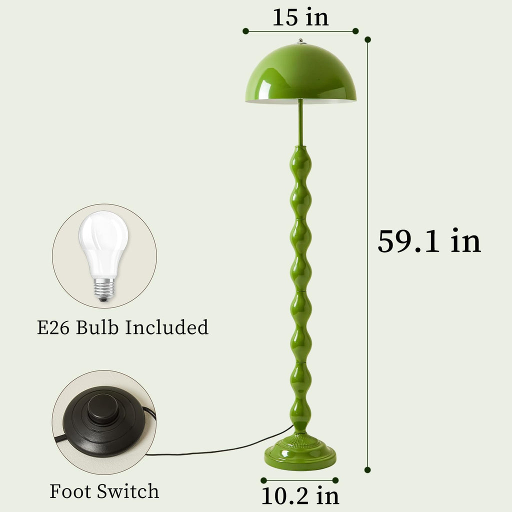 Unique Floor Lamp Creative Green Mushroom Lamp Standing Lamp with 38CM Wide Iron Shade and Foot Switch Modern Floor