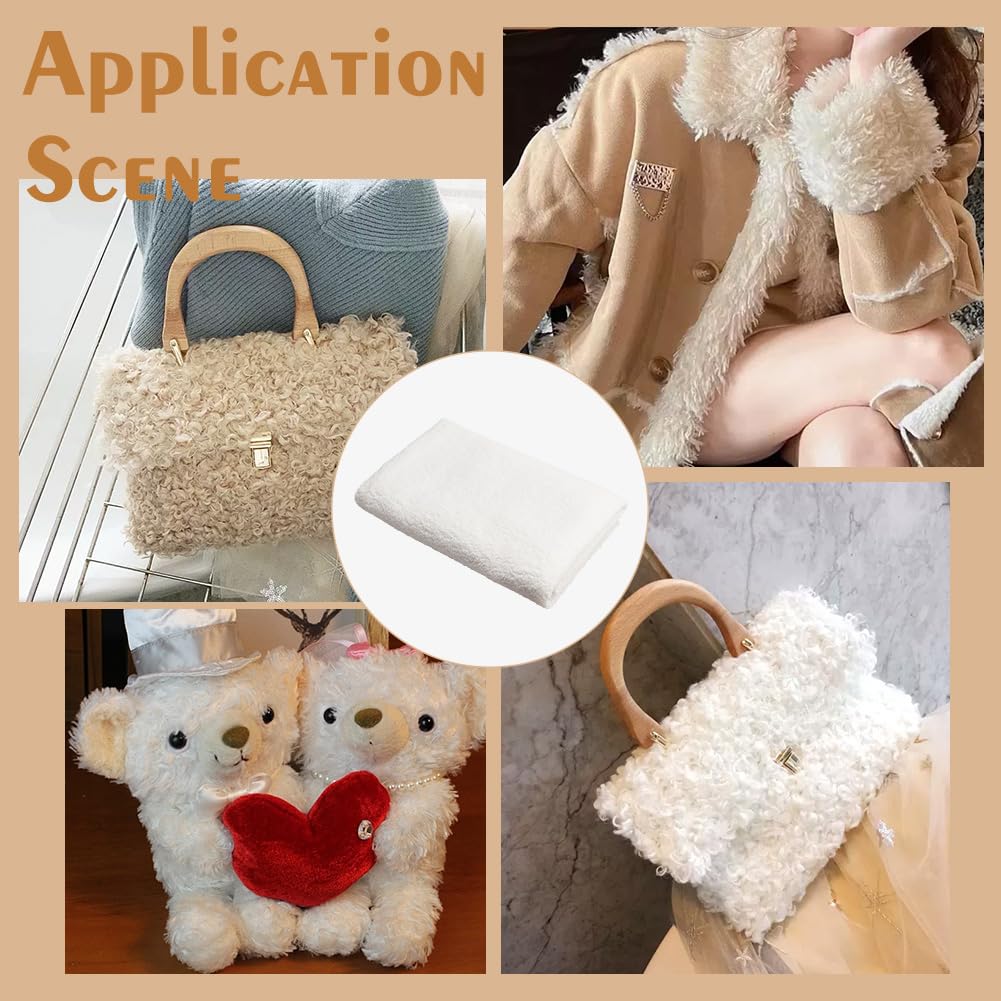 1 Yards Teddy Bears Fabric for Stuffed Animals 63inches Wide White Knitted Teddy Plush Fabric Polyester Plush Fabric
