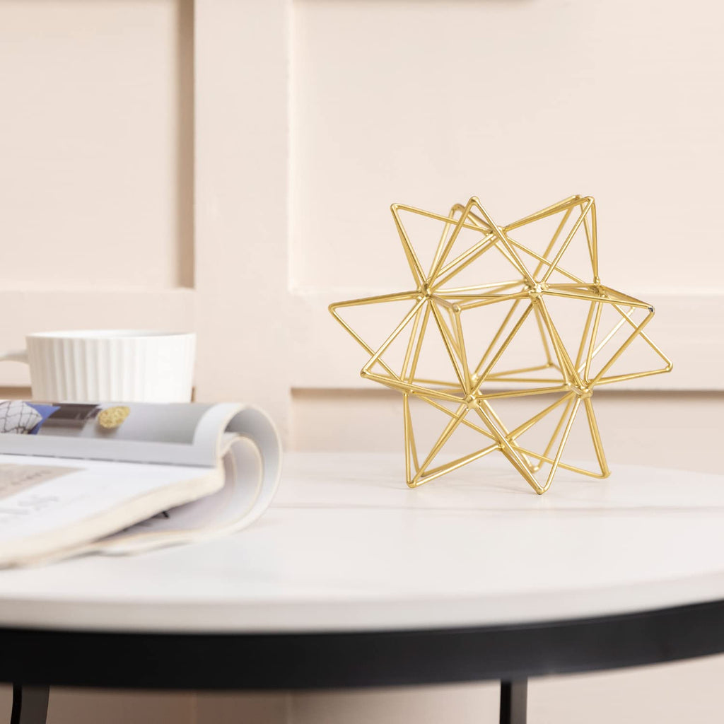 Metal Geometric Table Top Decor, 3D Metal Geometric Sculpture