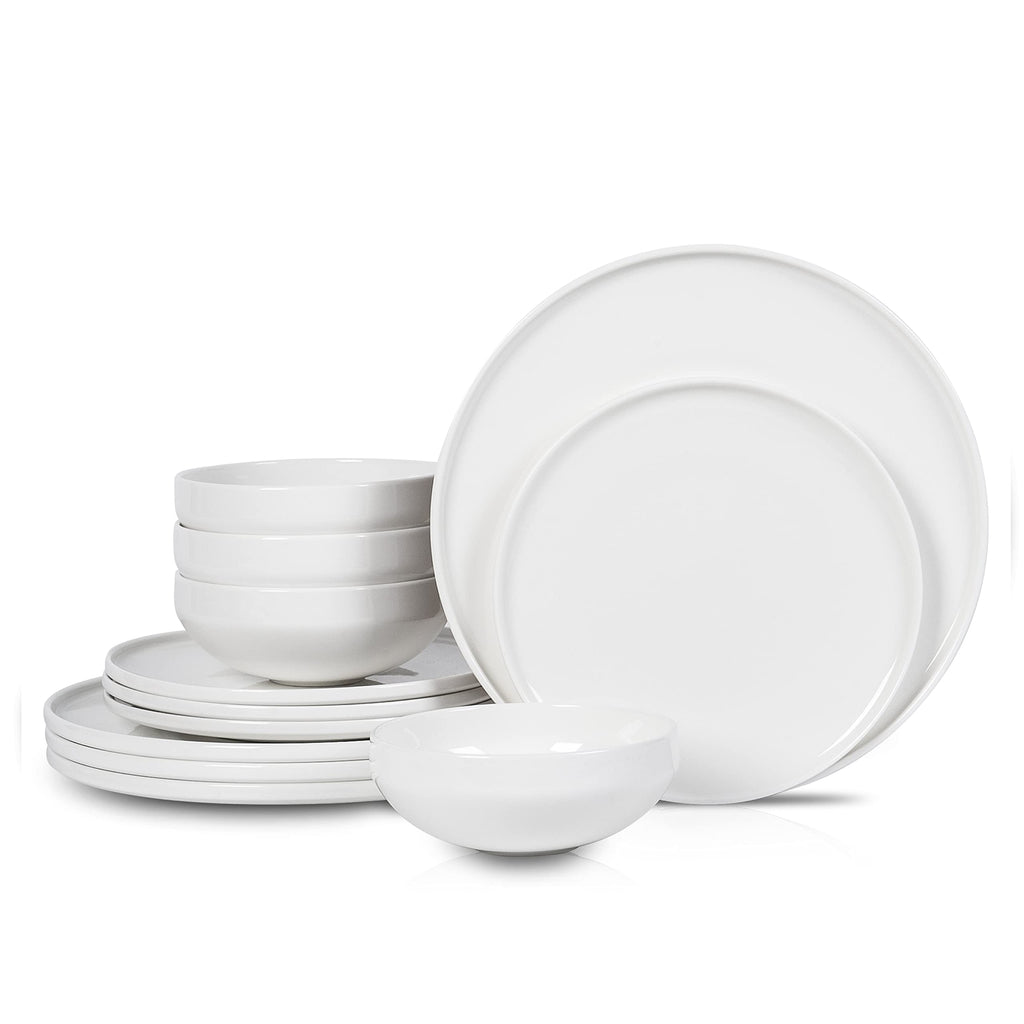 Lain Quinn Bone China 12-Piece Dinnerware Set, White