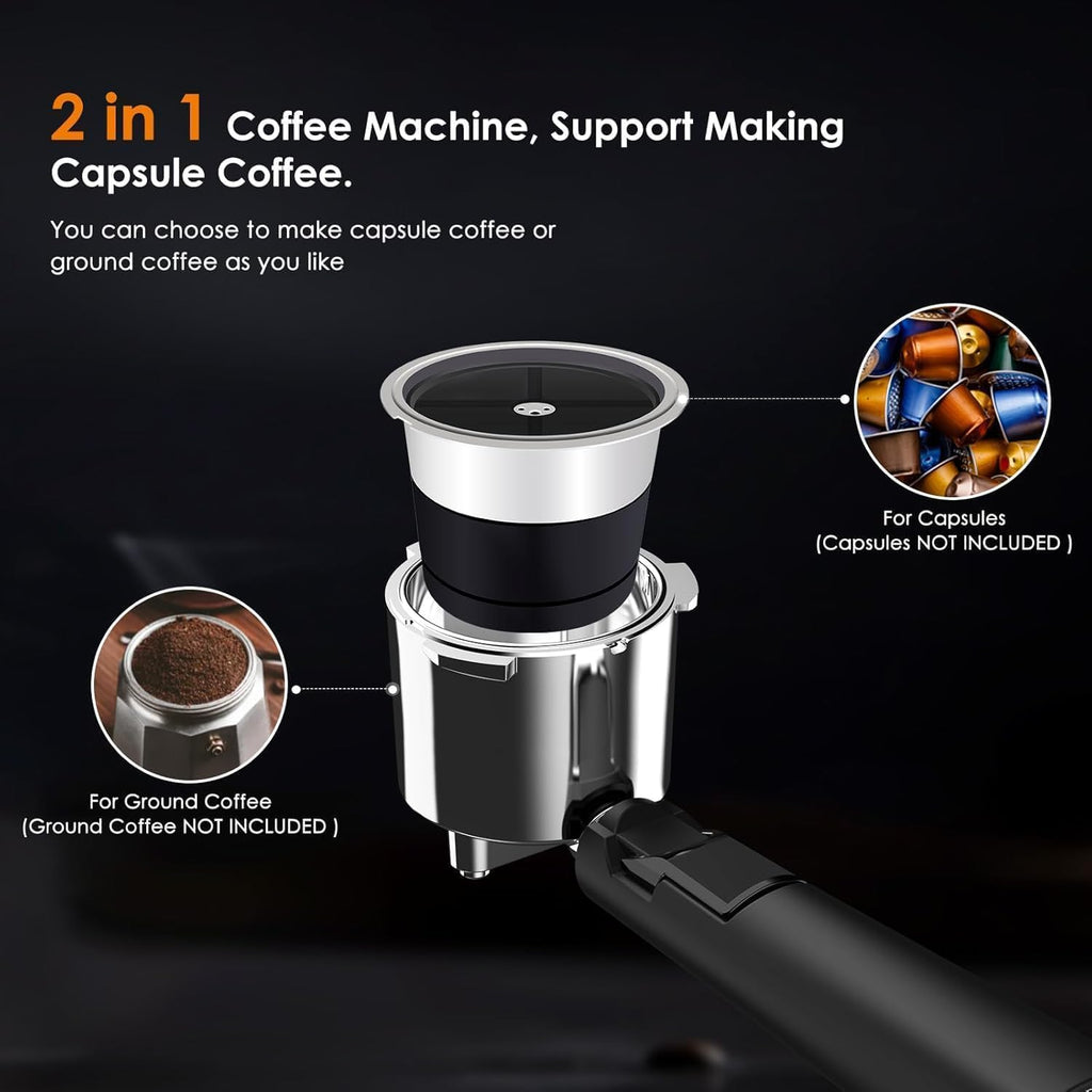 20 Bar Espresso Machine 1350W Compact Expresso Coffee Machines