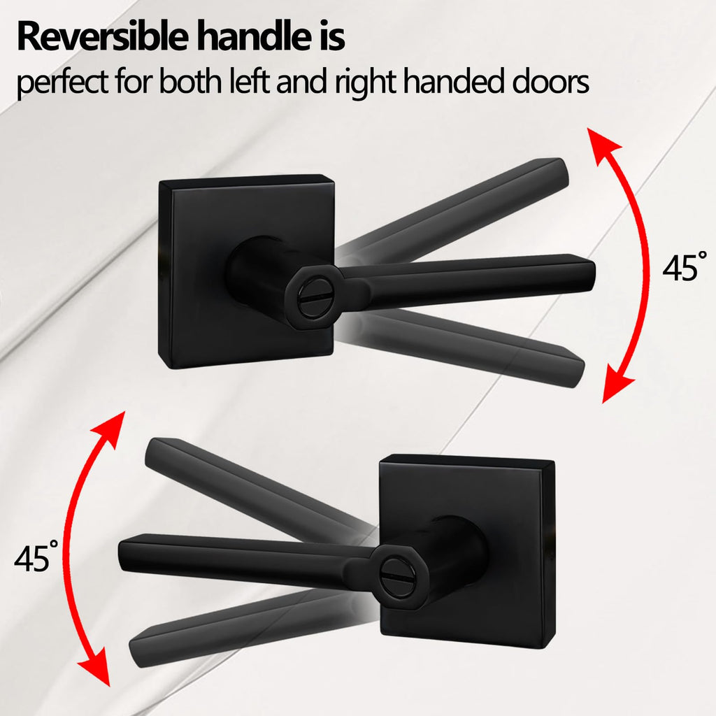 4Pack) Bed/Bath Room Door Lever for Privacy Bathroom and Interior Door Door Lock Handle in Aged Matt Black