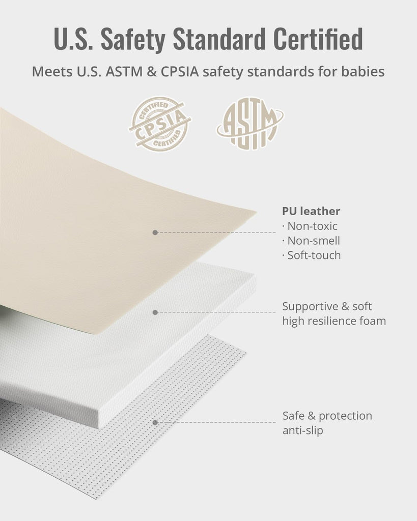 Vegan Leather Baby Play Mat, 47''x47'', Beige