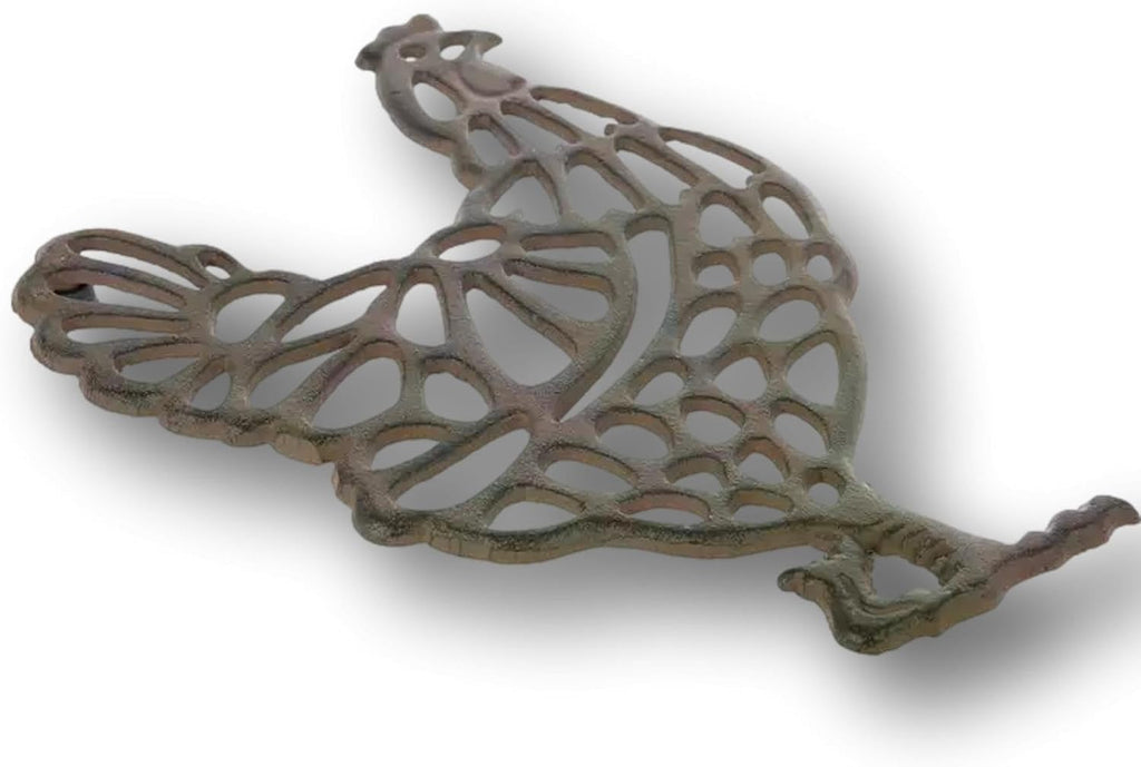 Cute Heavy Metal Cast Iron Kitchen Countertop Trivet Home Decor (Dark Brown Rooster)