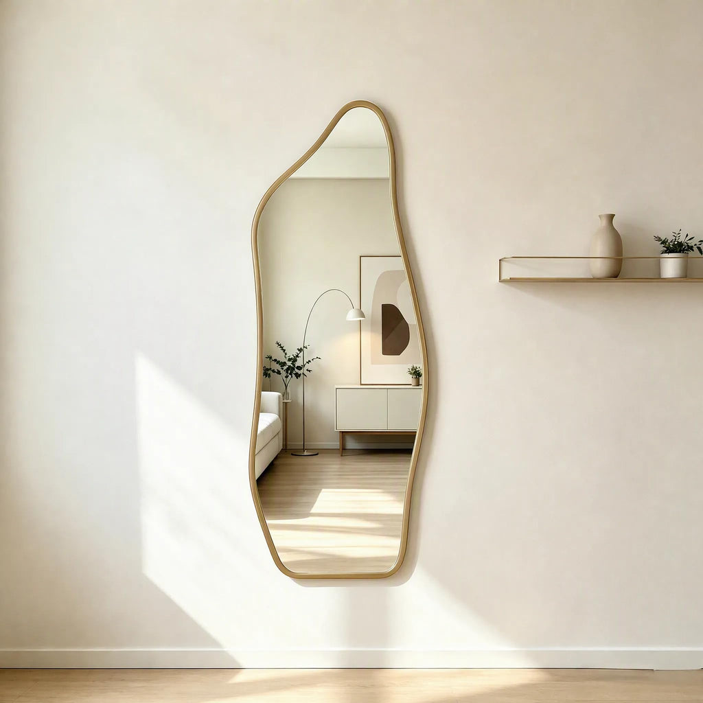 16" x 48" Irregular Dolphin Full Length Over Door Mirror Gold