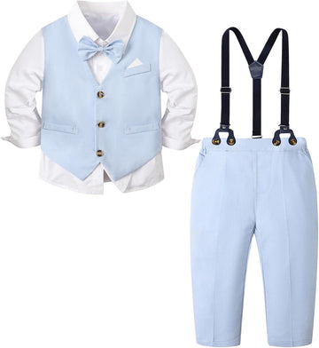 Boy Suit Cotton Linen Tuxedo Clothes Set Baby Formal Outfit