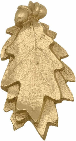 Oak Leaf Door Knocker Solid Brass Polished Finish 6 Inch Decorative Front Door Hardware with Mounting Screws