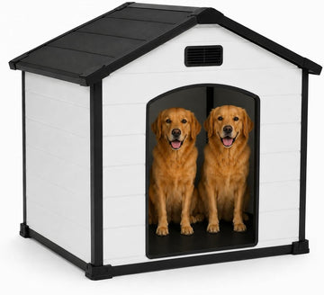 54" Large Dog House Outdoor, Waterproof Durable Resin Dog Kennel