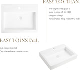 24 x18 Inch Rectangular White Bathroom Vessel Sink