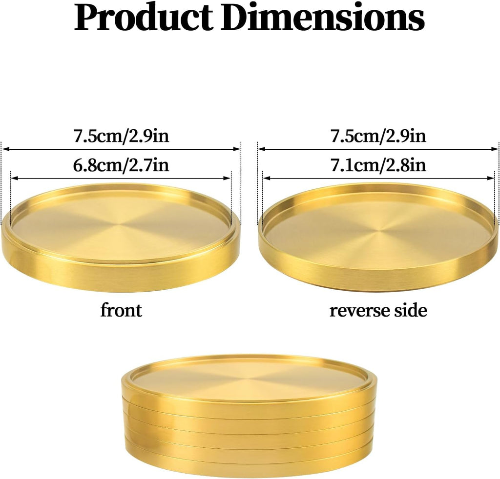 Elevate Your Drink Experience with Gold Coasters for Drinks - 6-Pack of Brass Coasters - Elegant and Classy MCM Style - Set of 6