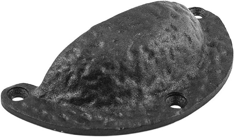 Black Iron Cup Bin Pull Cabinet Drawer Handle, Pack of 6